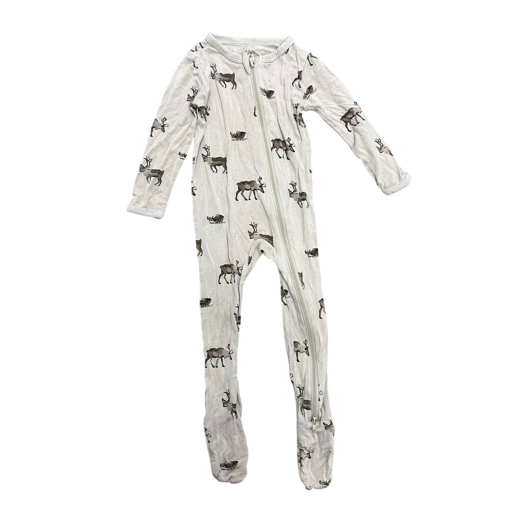 Kyte Baby Bamboo Zippered Footie Sleeper Pajamas Reindeer Deer 12-18M